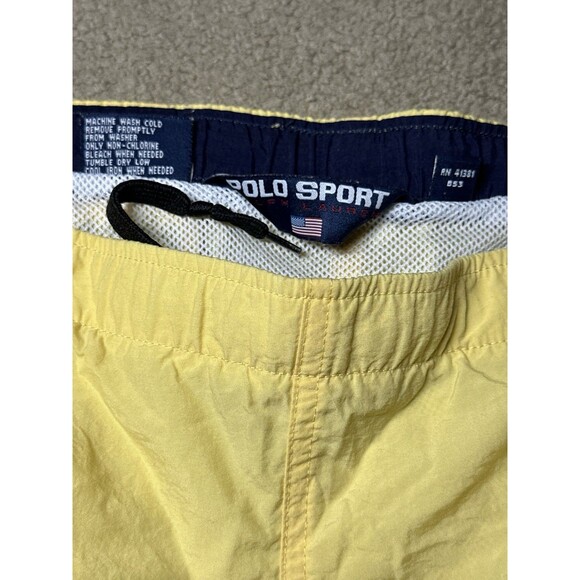 Rare Vintage POLO SPORT Ralph Lauren Logo Yellow Swimming Shorts Trunks 90s Sz M - Picture 3 of 10